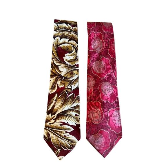 Torriani Italian Silk Neckties – Baroque Leaf & Abstract Floral Pattern - Picture 1 of 4